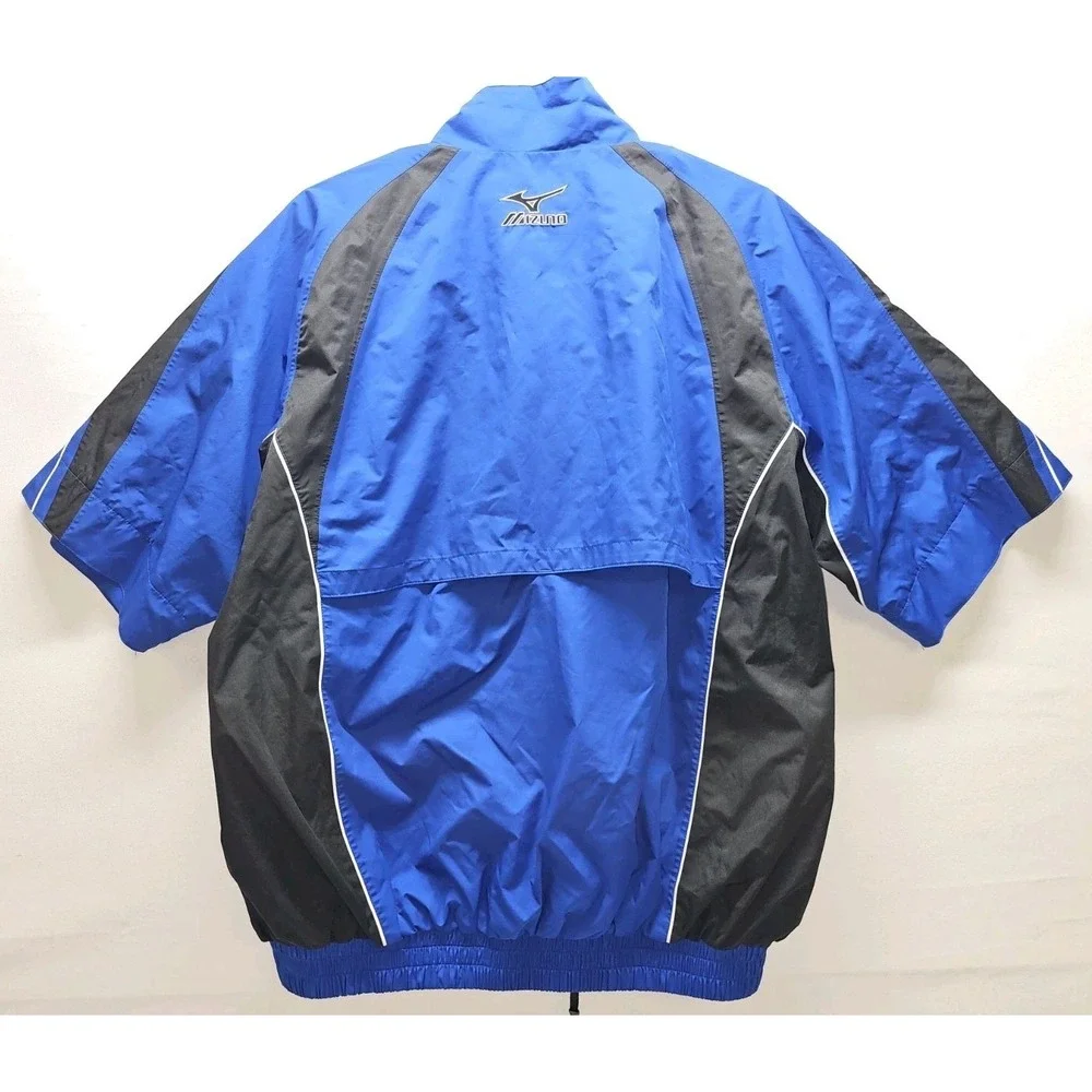 Mizuno ImpermaLite Mens Medium Blue Black Short Sleeve Rain golf  Windbreaker - Picture 6 of 6